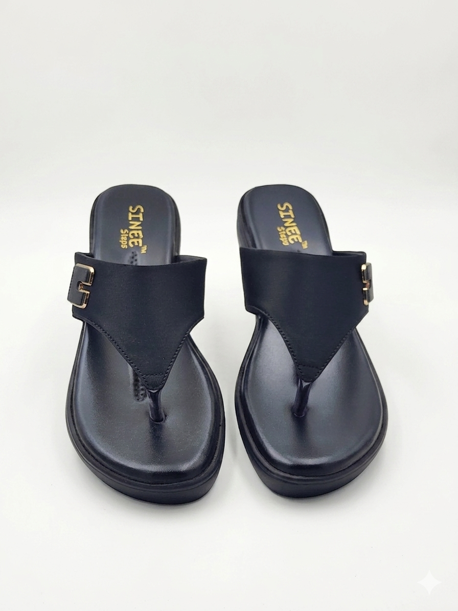 Women's Fashion Low Wedge chapples | Lightweight Air Mix Sole Stretch Lycra Comfort Mules