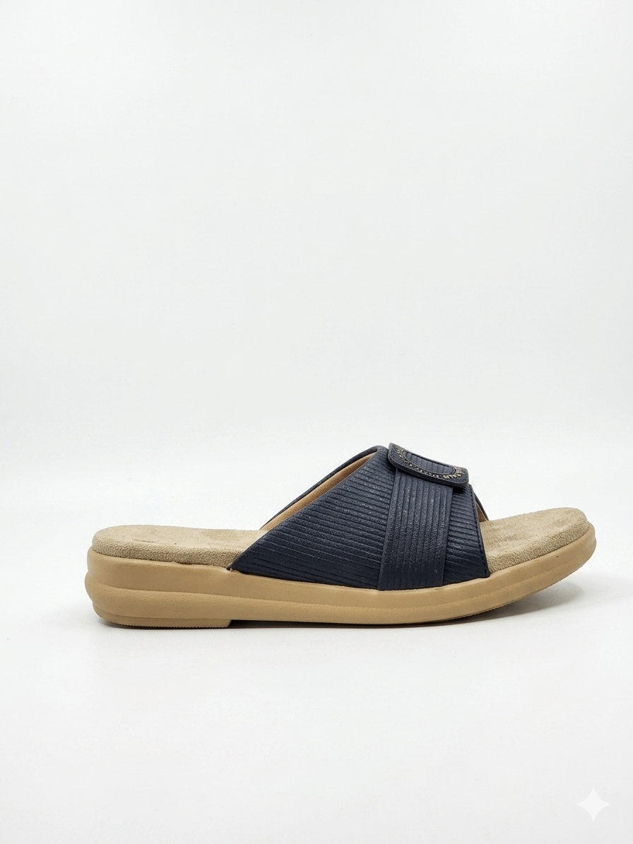 Women's Fashion Low Wedge chapples | Lightweight Air Mix Sole Stretch Lycra Daily Wear Mules