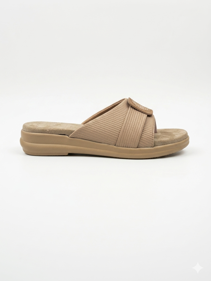 Women's Fashion Low Wedge chapples | Lightweight Air Mix Sole Stretch Lycra Daily Wear Mules