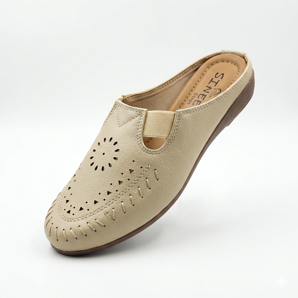 Women's Comfort Slip-On Clog Sandals | Laser-Cut Synthetic Leather Upper with Cushioned Footbed & Lightweight Air-Mix Sole