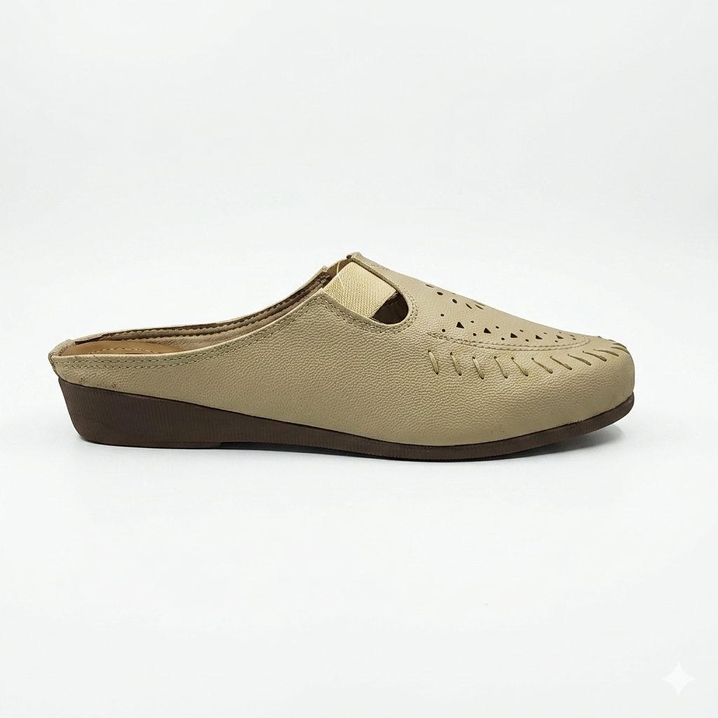 Women's Comfort Slip-On Clog Sandals | Laser-Cut Synthetic Leather Upper with Cushioned Footbed & Lightweight Air-Mix Sole