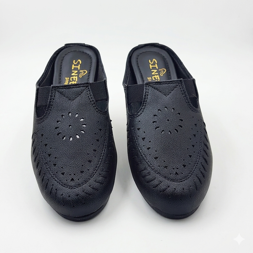 Women's Comfort Slip-On Clog Sandals | Laser-Cut Synthetic Leather Upper with Cushioned Footbed & Lightweight Air-Mix Sole