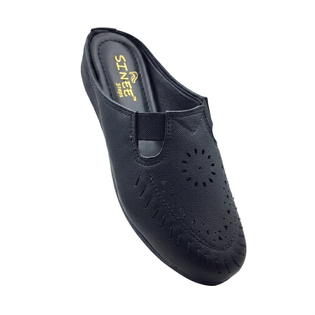 Women's Comfort Slip-On Clog Sandals | Laser-Cut Synthetic Leather Upper with Cushioned Footbed & Lightweight Air-Mix Sole