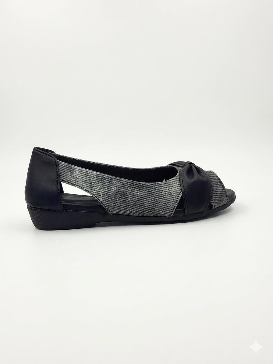 Women's Cushion Padding Peep-Toe Sandals | Elegant Bow Accent Synthetic Upper with Lightweight Air-Mix Comfort Sole