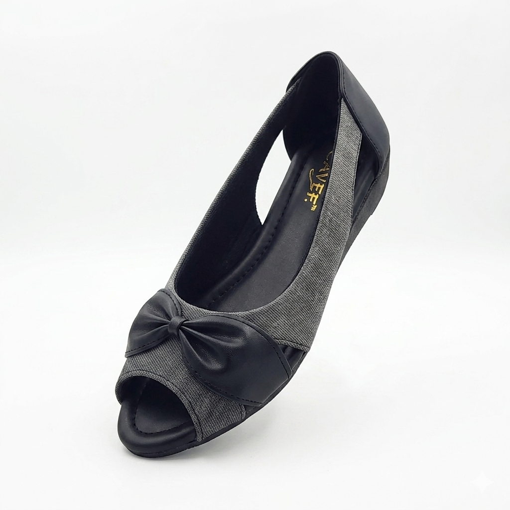 Women's Cushion Padding Peep-Toe Sandals | Elegant Bow Accent Synthetic Upper with Lightweight Air-Mix Comfort Sole
