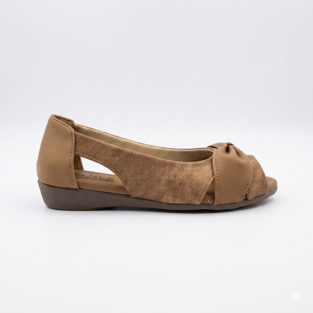 Women's Cushion Padding Peep-Toe Sandals | Elegant Bow Accent Synthetic Upper with Lightweight Air-Mix Comfort Sole