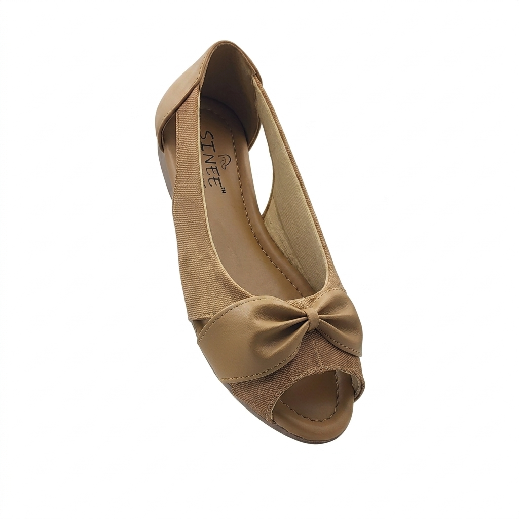 Women's Cushion Padding Peep-Toe Sandals | Elegant Bow Accent Synthetic Upper with Lightweight Air-Mix Comfort Sole