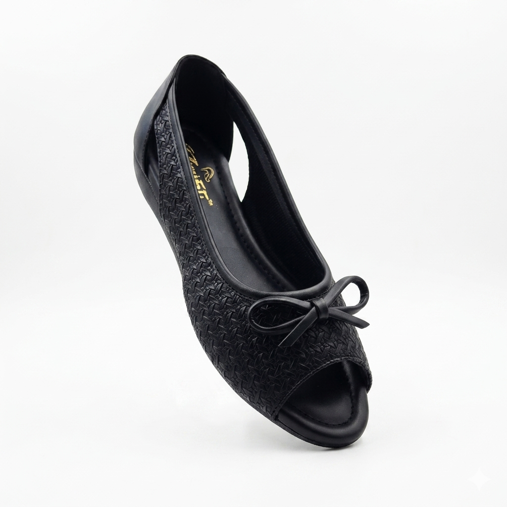 Women's Cushion Padding Peep-Toe Sandals | Elegant Bow Accent Woven Synthetic Upper with Lightweight Air-Mix Sole