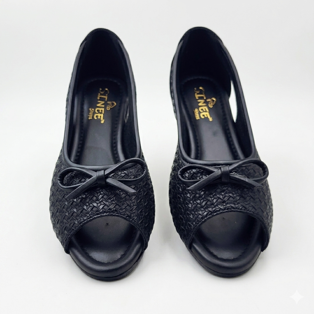 Women's Cushion Padding Peep-Toe Sandals | Elegant Bow Accent Woven Synthetic Upper with Lightweight Air-Mix Sole