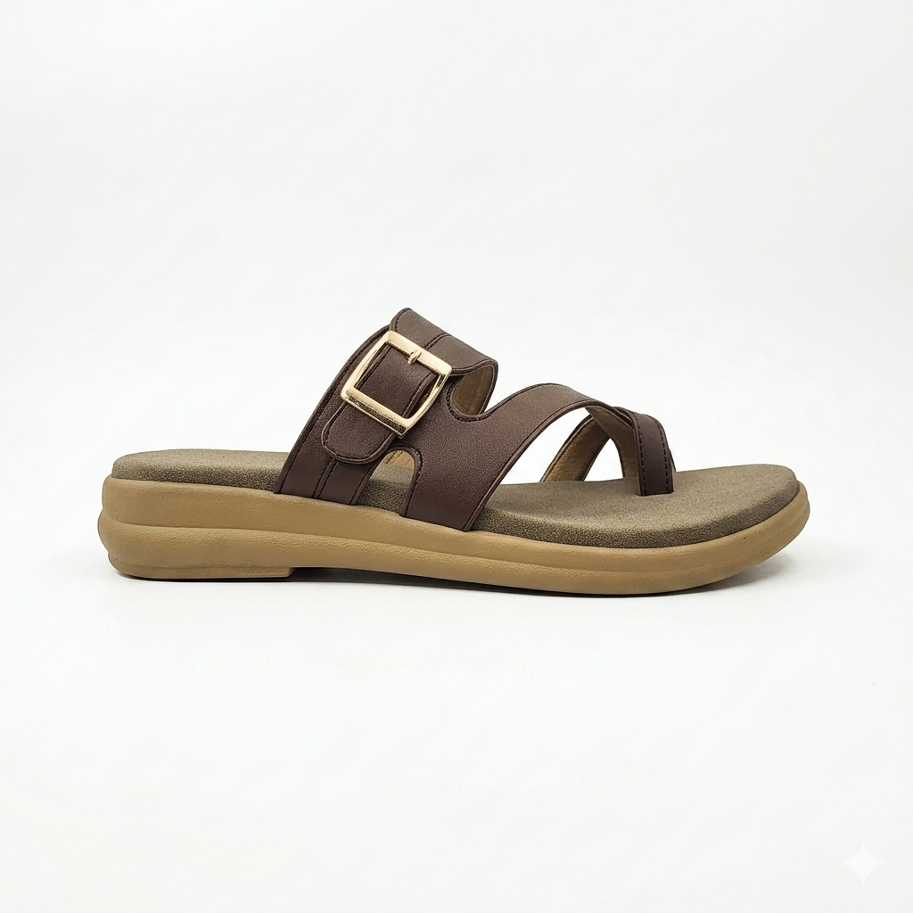 Women's Cushion Padding Comfort Sandals | Functional Buckle Strap Synthetic Upper with Ergonomic Air-Mix Sole