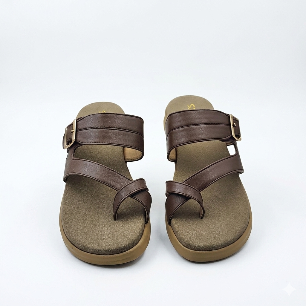 Women's Cushion Padding Comfort Sandals | Functional Buckle Strap Synthetic Upper with Ergonomic Air-Mix Sole