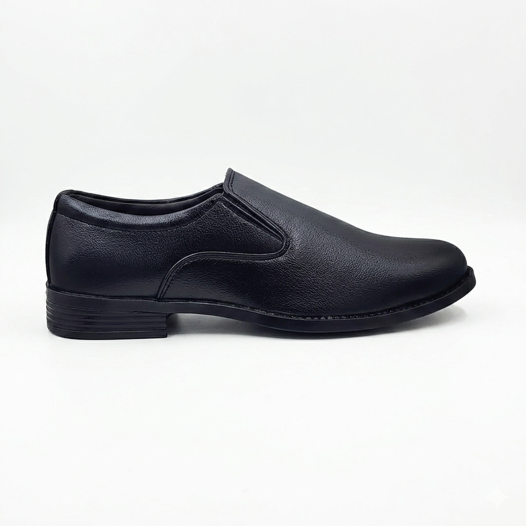 Men's Formal Slip-On Business Shoes with Synthetic Upper, Cushion Padding, and Durable PU Sole