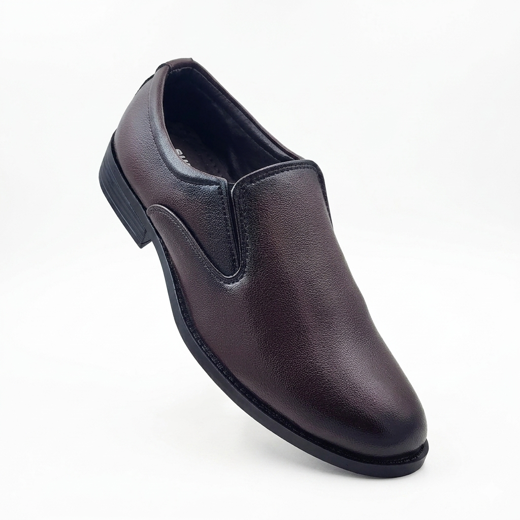 Men's Formal Slip-On Business Shoes with Synthetic Upper, Cushion Padding, and Durable PU Sole