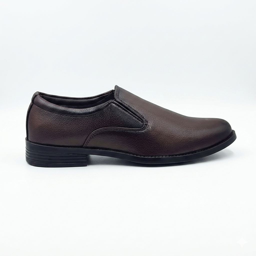 Men's Formal Slip-On Business Shoes with Synthetic Upper, Cushion Padding, and Durable PU Sole