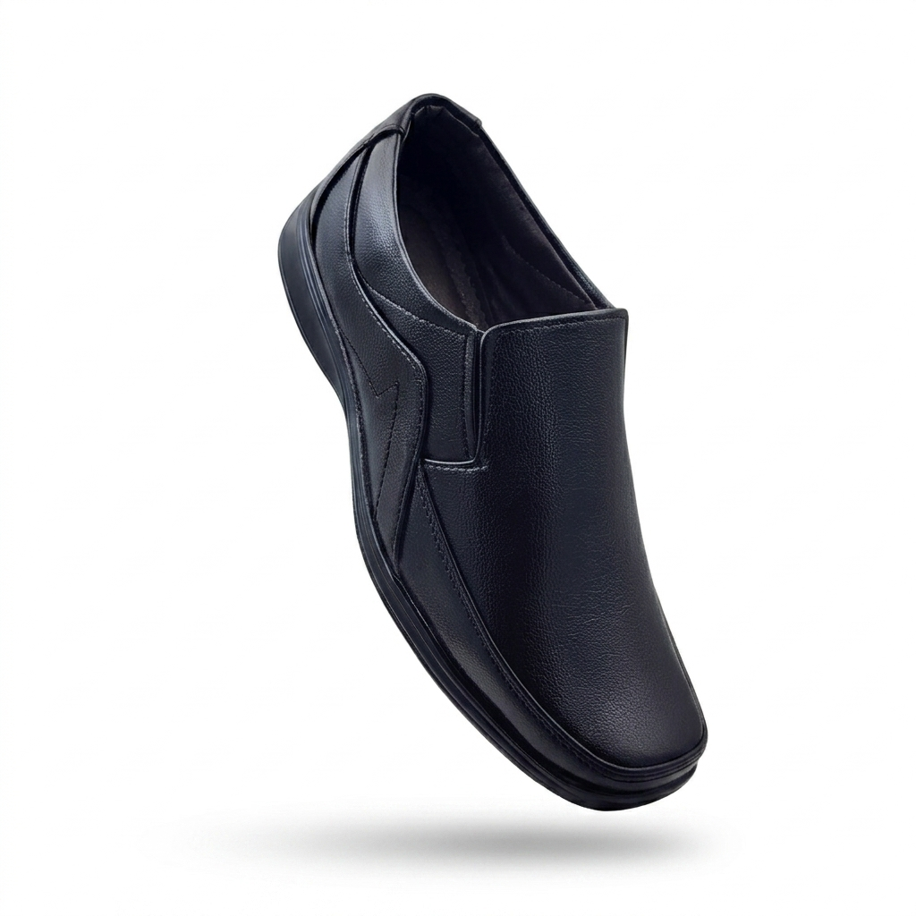 Classic Men's Formal Slip-On Shoes for Corporate Office, Business Meetings & Formal Events, Synthetic Upper, Cushion Padding, and PU Sole