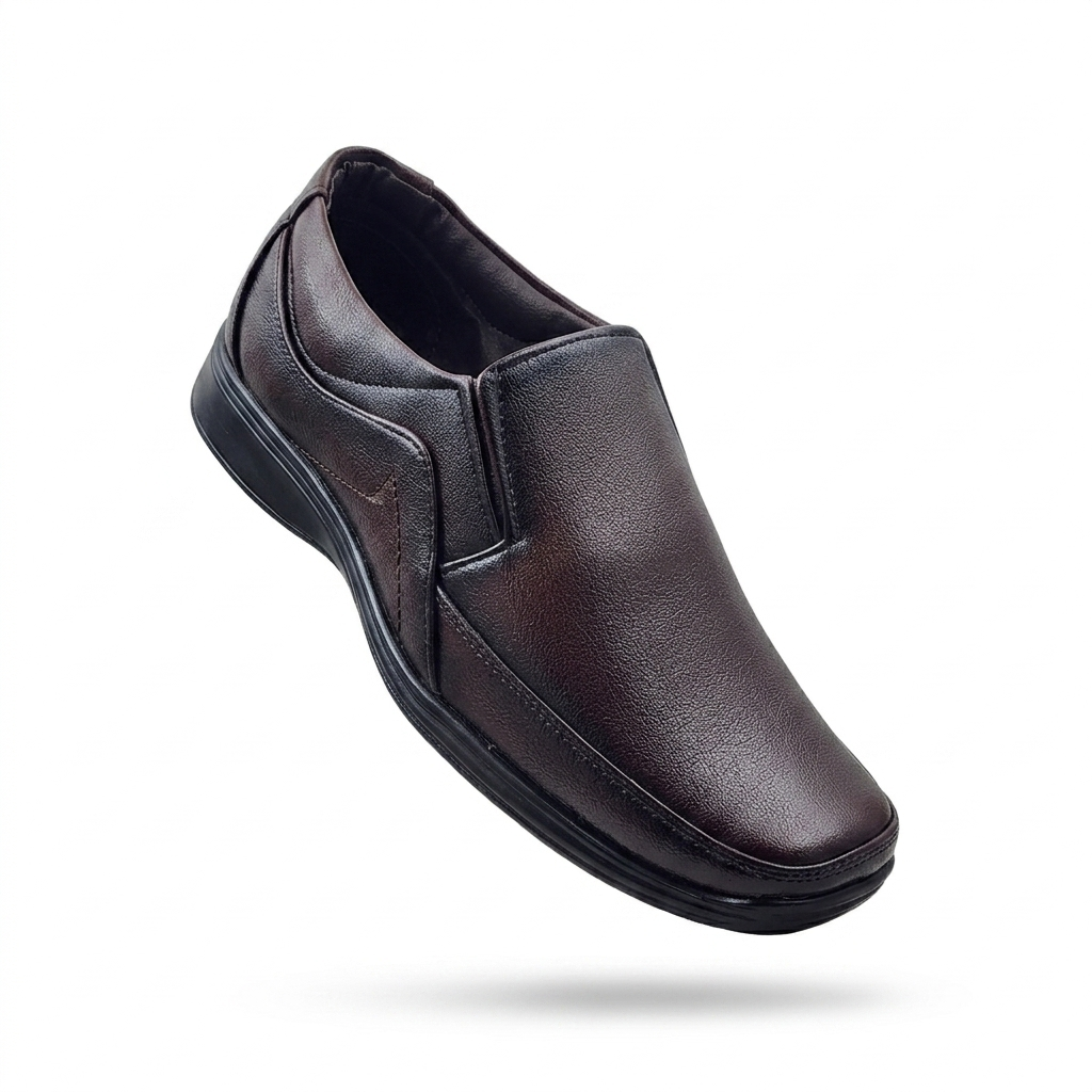 Classic Men's Formal Slip-On Shoes for Corporate Office, Business Meetings & Formal Events, Synthetic Upper, Cushion Padding, and PU Sole