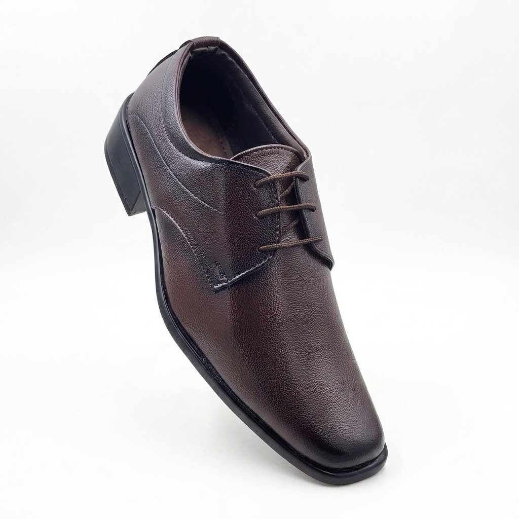 Classic Men's Dress Shoes | Comfort Cushioned Formal Derby Shoes for Corporate Office, Business Meetings & Formal Events | Non-Slip PU Sole Textured Synthetic Leather Lace-Up Shoes