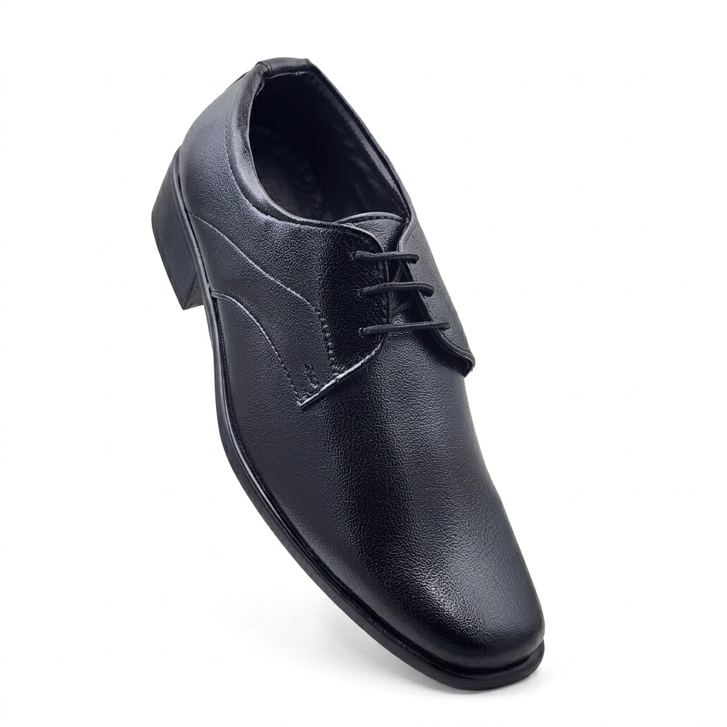 Classic Men's Dress Shoes | Comfort Cushioned Formal Derby Shoes for Corporate Office, Business Meetings & Formal Events | Non-Slip PU Sole Textured Synthetic Leather Lace-Up Shoes