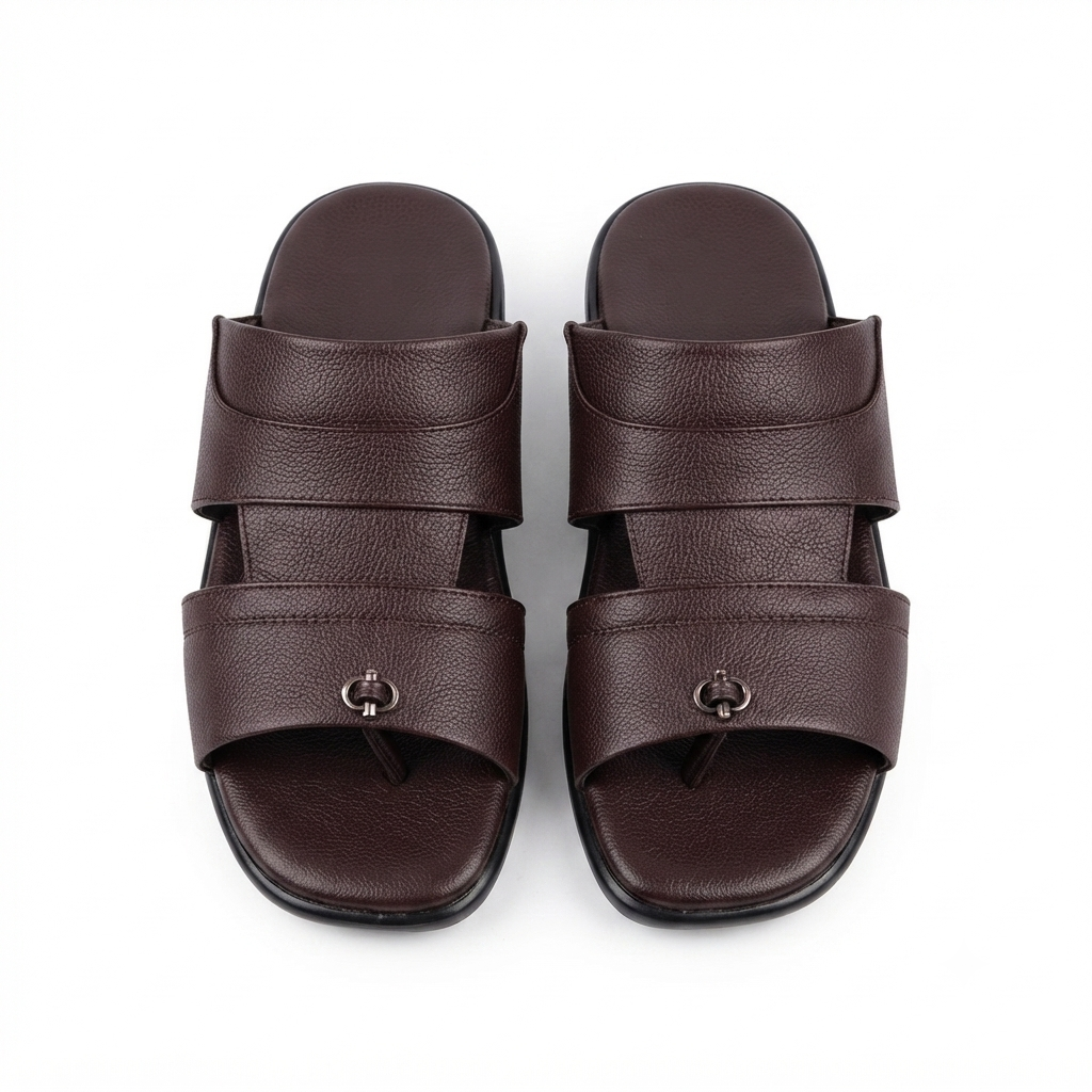 Men’s Cushioned chapples with Leather Upper, PU Mix Sole, Padded Footbed & Comfortable Slip-On Design for Daily Wear