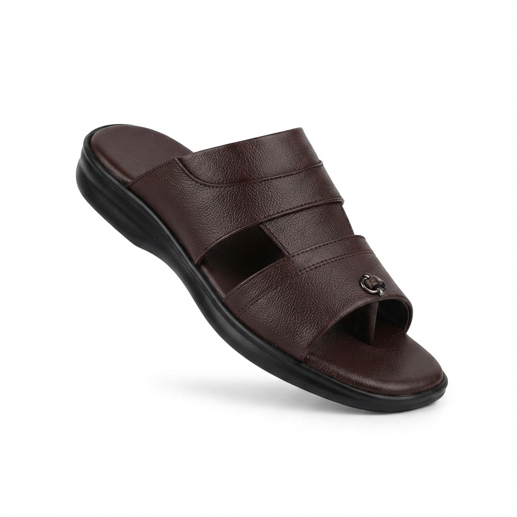 Men’s Cushioned chapples with Leather Upper, PU Mix Sole, Padded Footbed & Comfortable Slip-On Design for Daily Wear