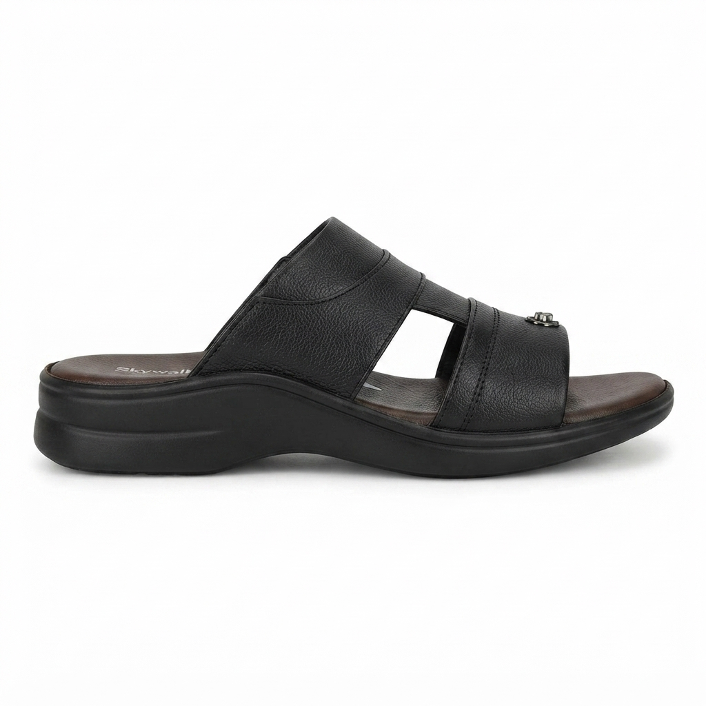 Men’s Cushioned chapples with Leather Upper, PU Mix Sole, Padded Footbed & Comfortable Slip-On Design for Daily Wear