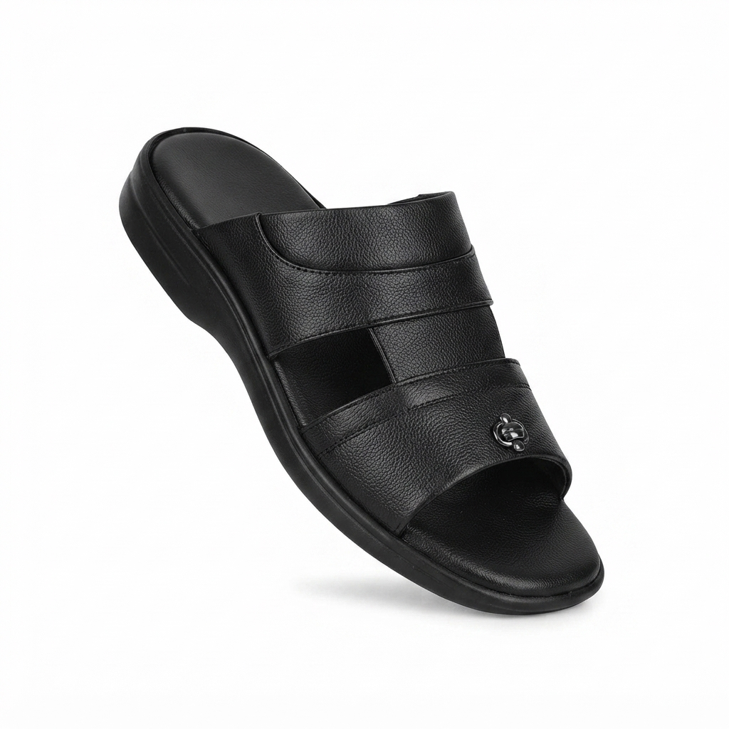 Men’s Cushioned chapples with Leather Upper, PU Mix Sole, Padded Footbed & Comfortable Slip-On Design for Daily Wear