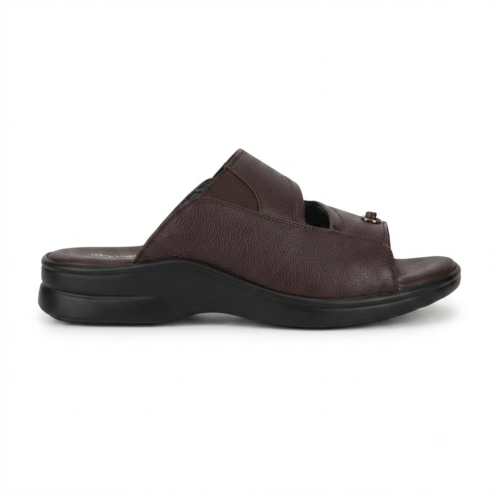 Men’s Fashion chapples with Leather Upper, PU Mix Sole, Padded Footbed & Comfortable Slip-On Design for Daily Wear