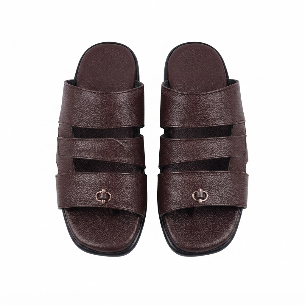 Men’s Cushioned chapples with Leather Upper, PU Mix Sole, Soft Padded Footbed, Comfortable Lightweight Slip-On Sandals for Daily Casual Indoor & Outdoor Wear