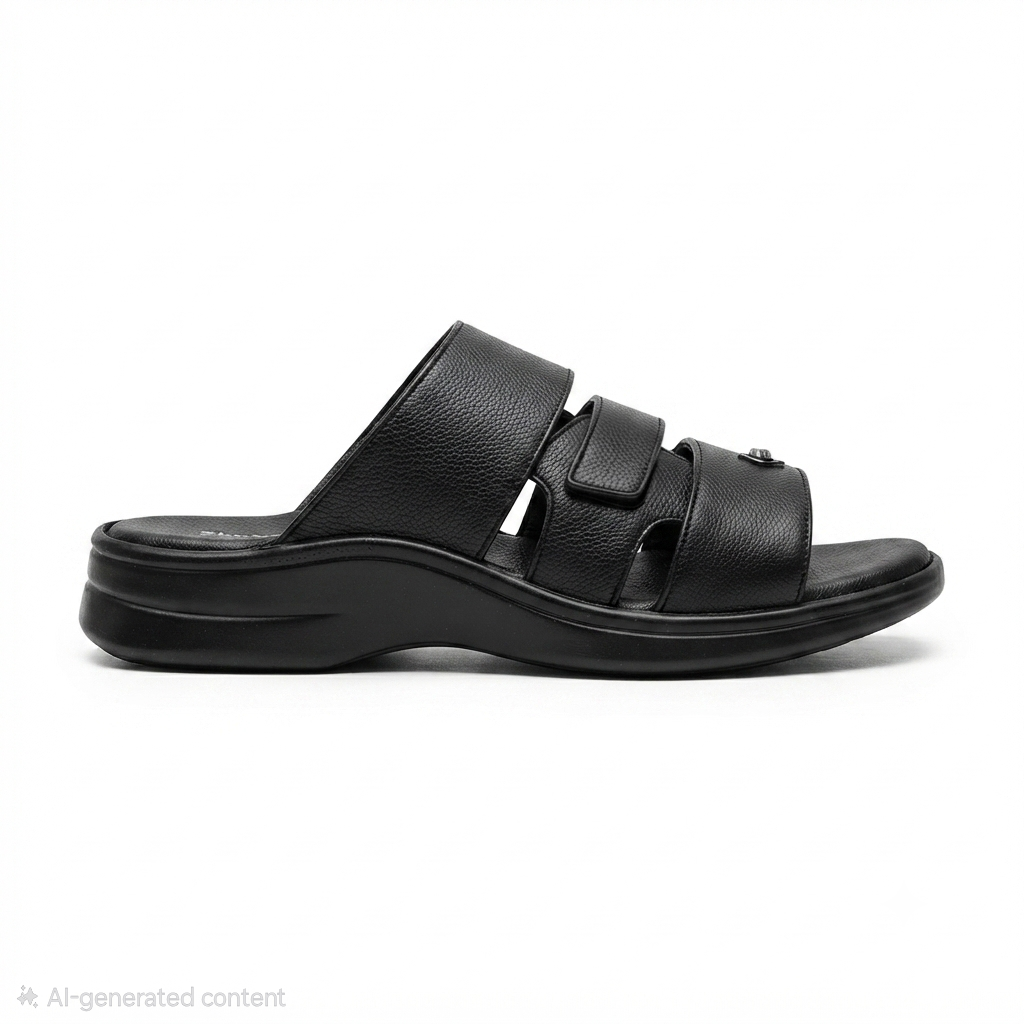 Men’s Cushioned chapples with Leather Upper, PU Mix Sole, Soft Padded Footbed, Comfortable Lightweight Slip-On Sandals for Daily Casual Indoor & Outdoor Wear