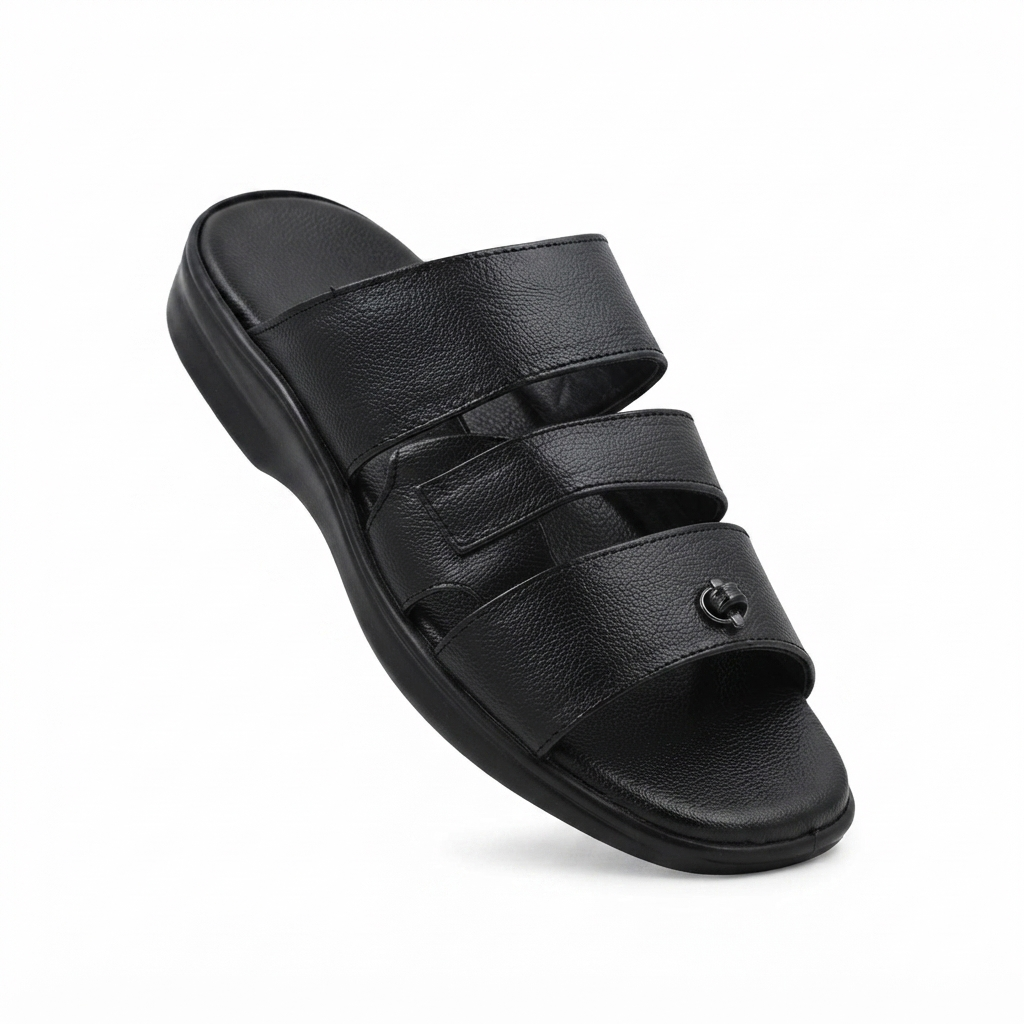 Men’s Cushioned chapples with Leather Upper, PU Mix Sole, Soft Padded Footbed, Comfortable Lightweight Slip-On Sandals for Daily Casual Indoor & Outdoor Wear