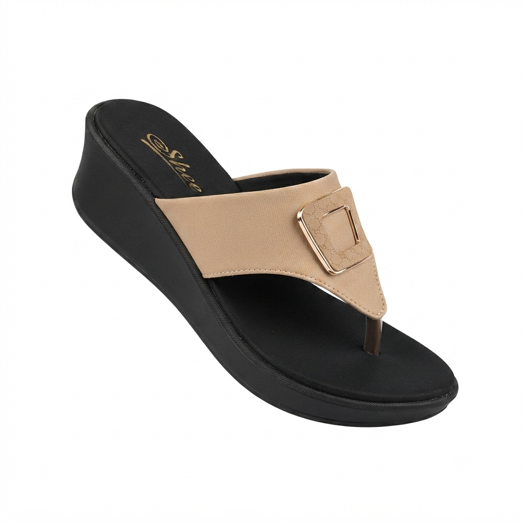 Women’s Stretchable Lycra Toe-Post Wedge Sandals | Soft Cushioned Footbed & Anti-Slip Airmix Sole