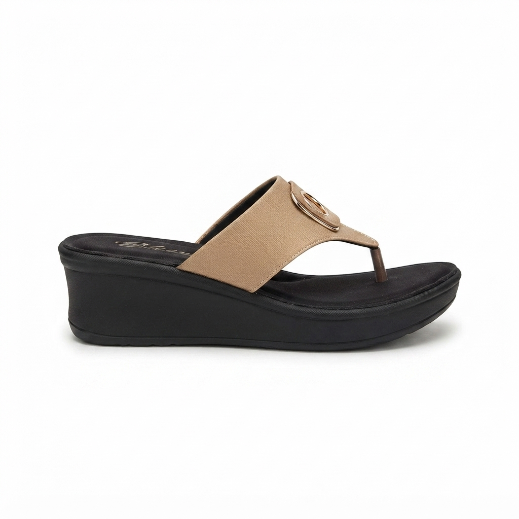 Women’s Stretchable Lycra Toe-Post Wedge Sandals | Soft Cushioned Footbed & Anti-Slip Airmix Sole