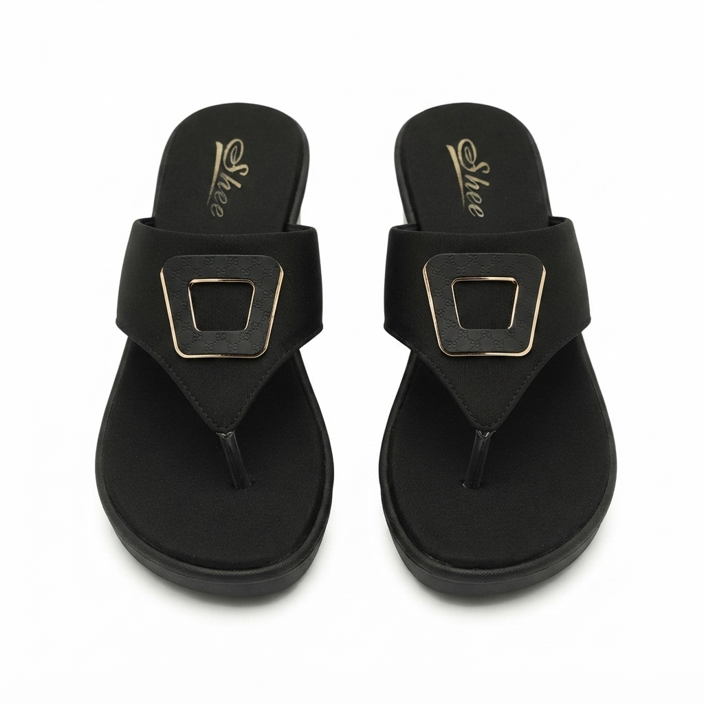 Women’s Stretchable Lycra Toe-Post Wedge Sandals | Soft Cushioned Footbed & Anti-Slip Airmix Sole