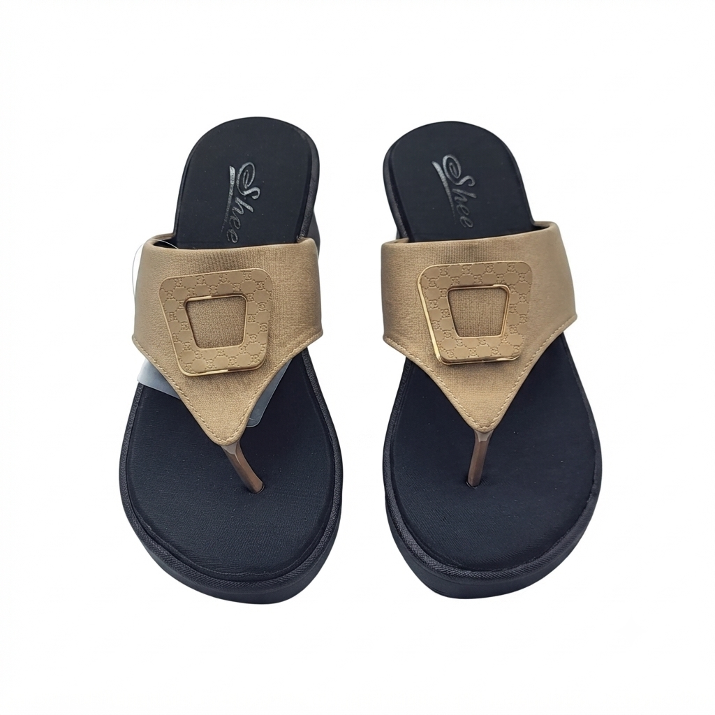 Women’s Stretchable Lycra Toe-Post Wedge Sandals | Soft Cushioned Footbed & Anti-Slip Airmix Sole