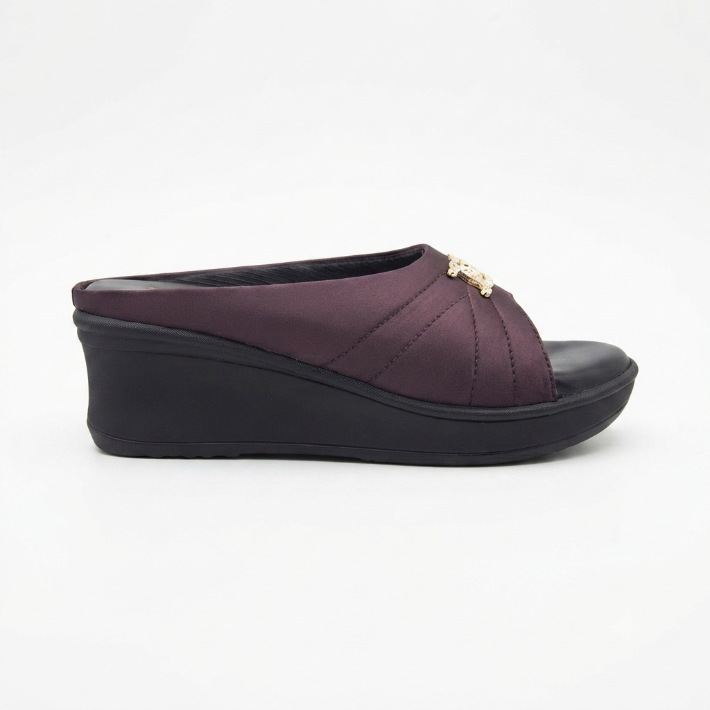 Women's Wedge Sandals with Cushioned Footbed | Synthetic Lycra Upper | Lightweight Airmix Sole | Slip-On Open Toe Comfort Sandals | Soft Padding | Daily Wear Casual Footwear