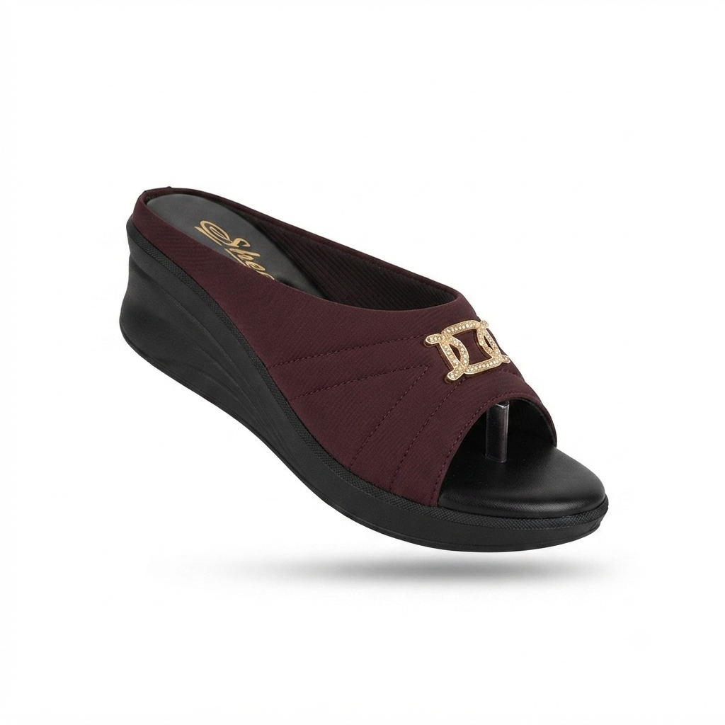 Women's Wedge Sandals with Cushioned Footbed | Synthetic Lycra Upper | Lightweight Airmix Sole | Slip-On Open Toe Comfort Sandals | Soft Padding | Daily Wear Casual Footwear