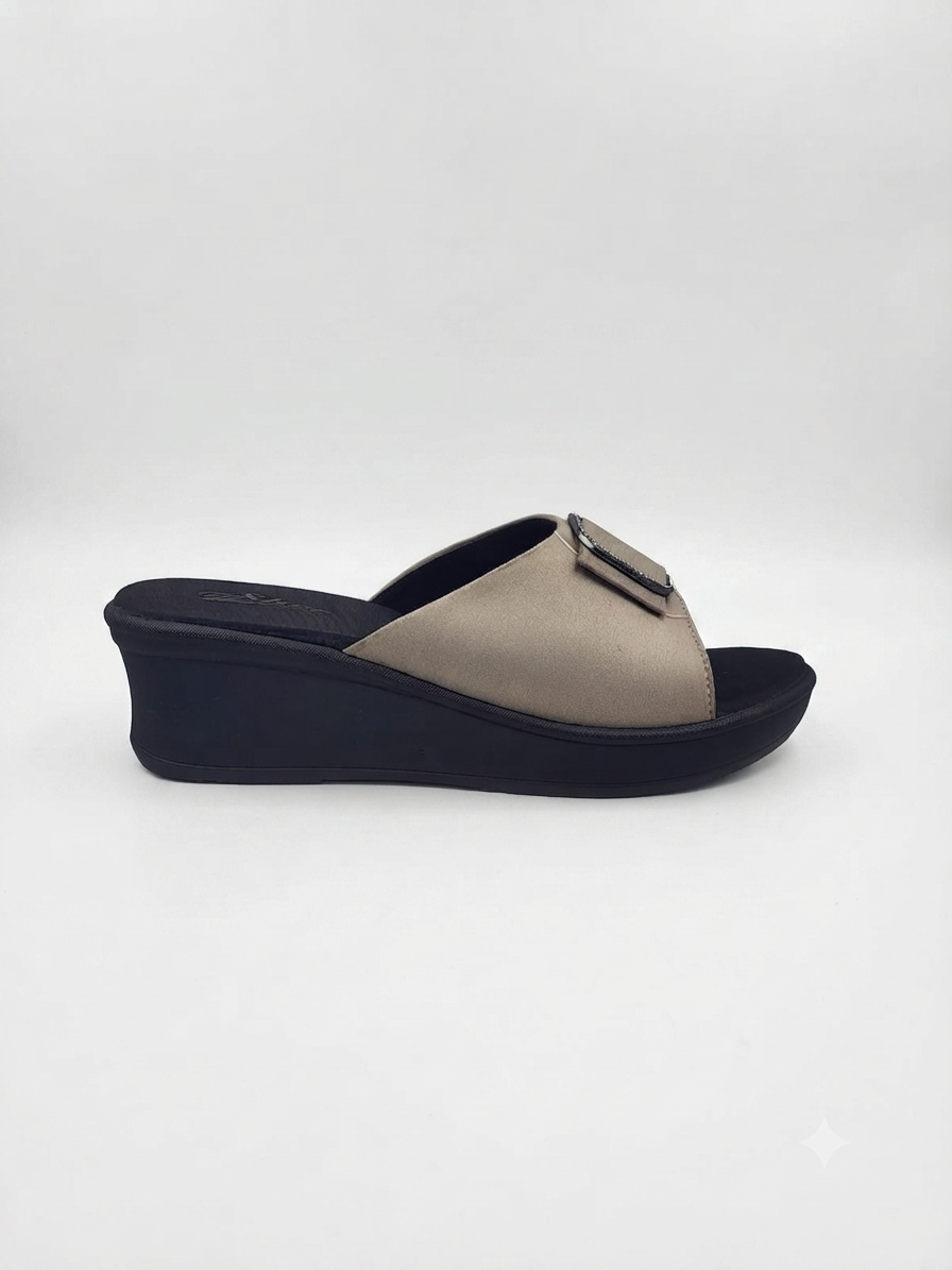 Women's Cushioned Wedge Sandals | Synthetic Lycra Upper | Airmix Sole | Soft Cushion Padding | Lightweight Slip-On Open Toe Comfort Sandals for Daily Wear, Casual & Outdoor Use