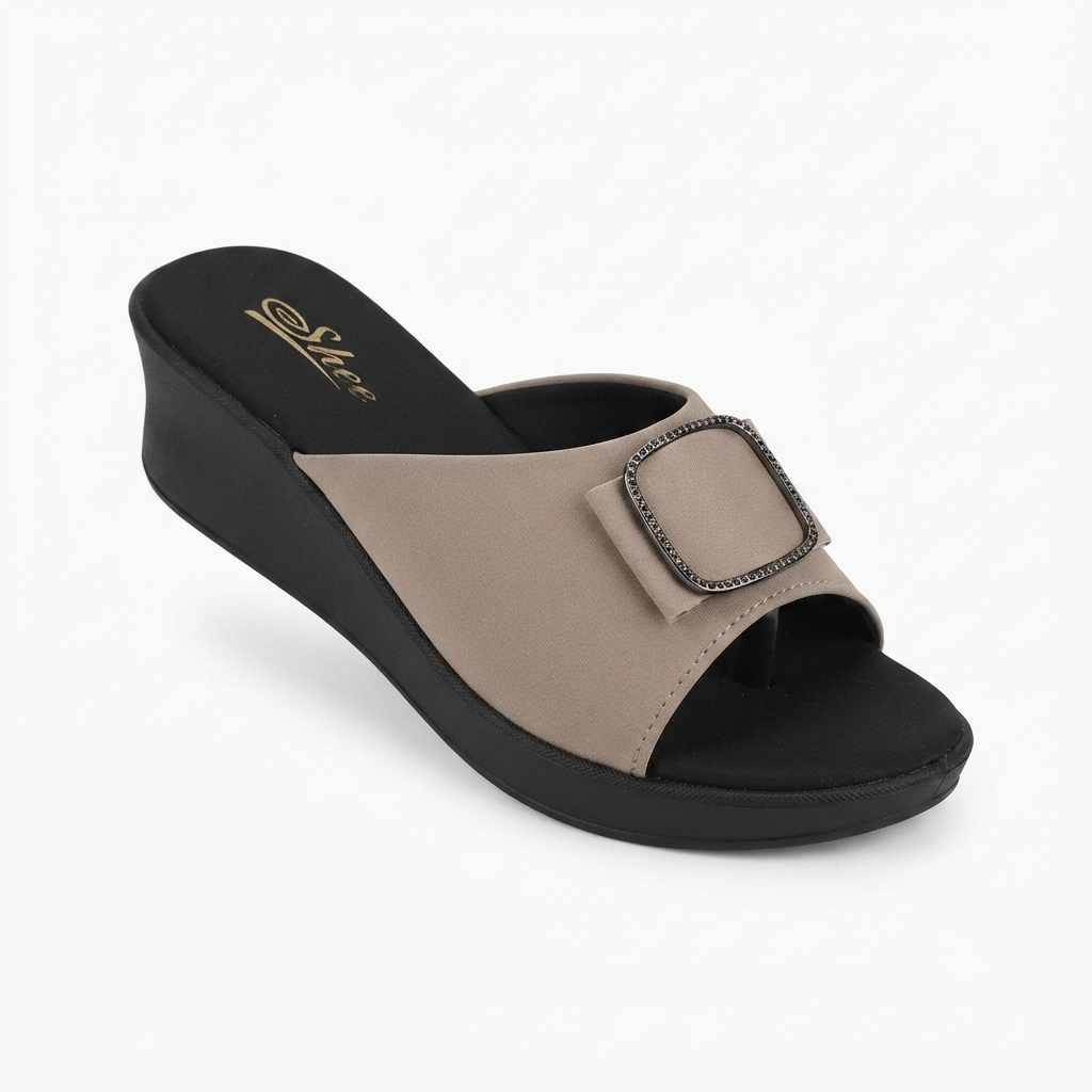 Women's Cushioned Wedge Sandals | Synthetic Lycra Upper | Airmix Sole | Soft Cushion Padding | Lightweight Slip-On Open Toe Comfort Sandals for Daily Wear, Casual & Outdoor Use