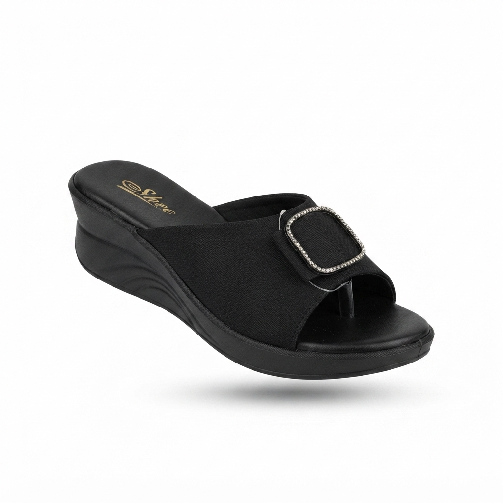 Women's Cushioned Wedge Sandals | Synthetic Lycra Upper | Airmix Sole | Soft Cushion Padding | Lightweight Slip-On Open Toe Comfort Sandals for Daily Wear, Casual & Outdoor Use