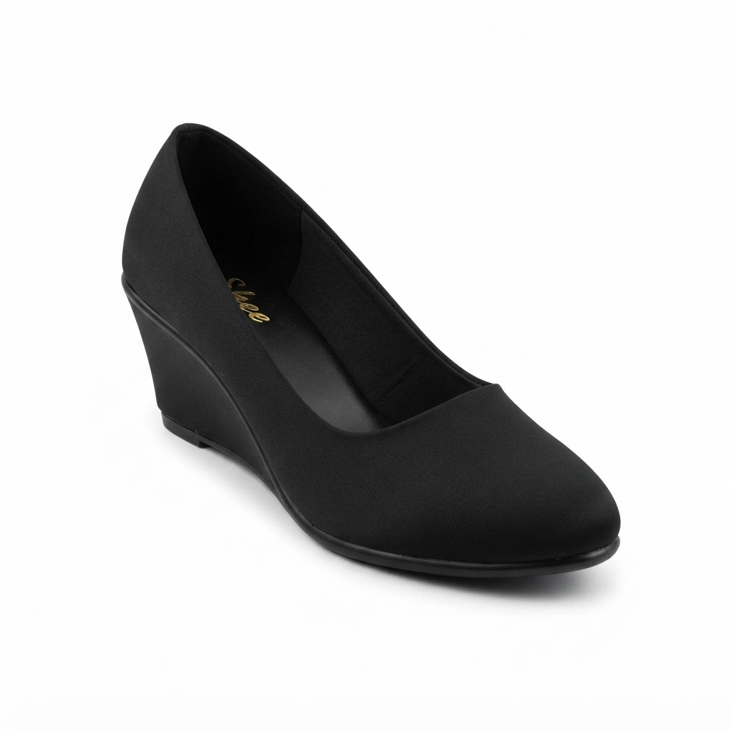 Women’s Lycra Wedge Pumps with PU Sole and Cushion Padding | Stylish Slip-On Formal & Casual Heels