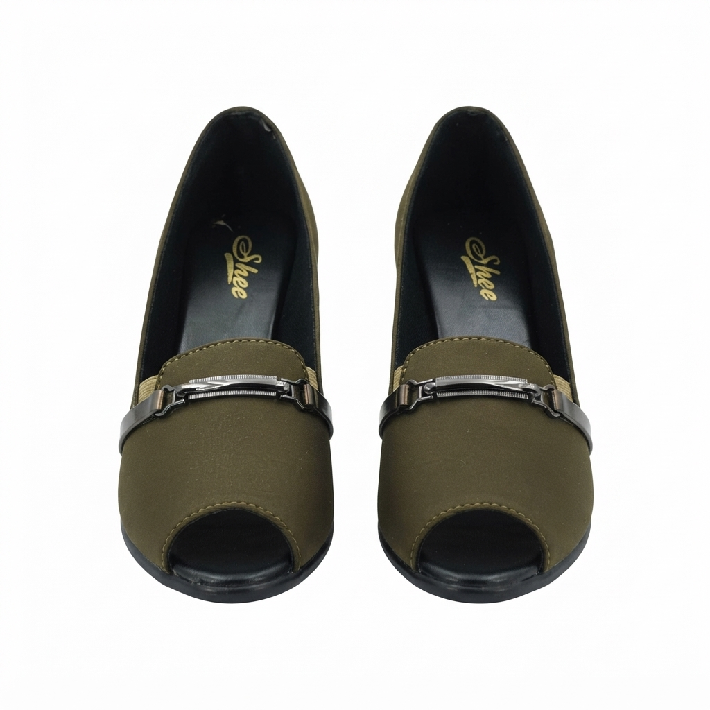 Women’s Lycra Wedge Pumps with PU Sole, Cushion Padding & Stylish Buckle Detail