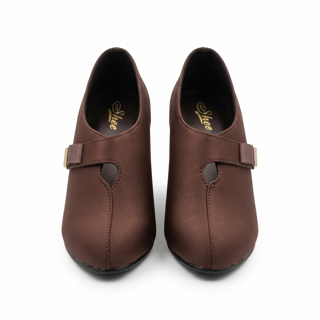 Women’s Lycra Heeled Pumps with PU Sole, Cushion Padding & Stylish Strap Detail