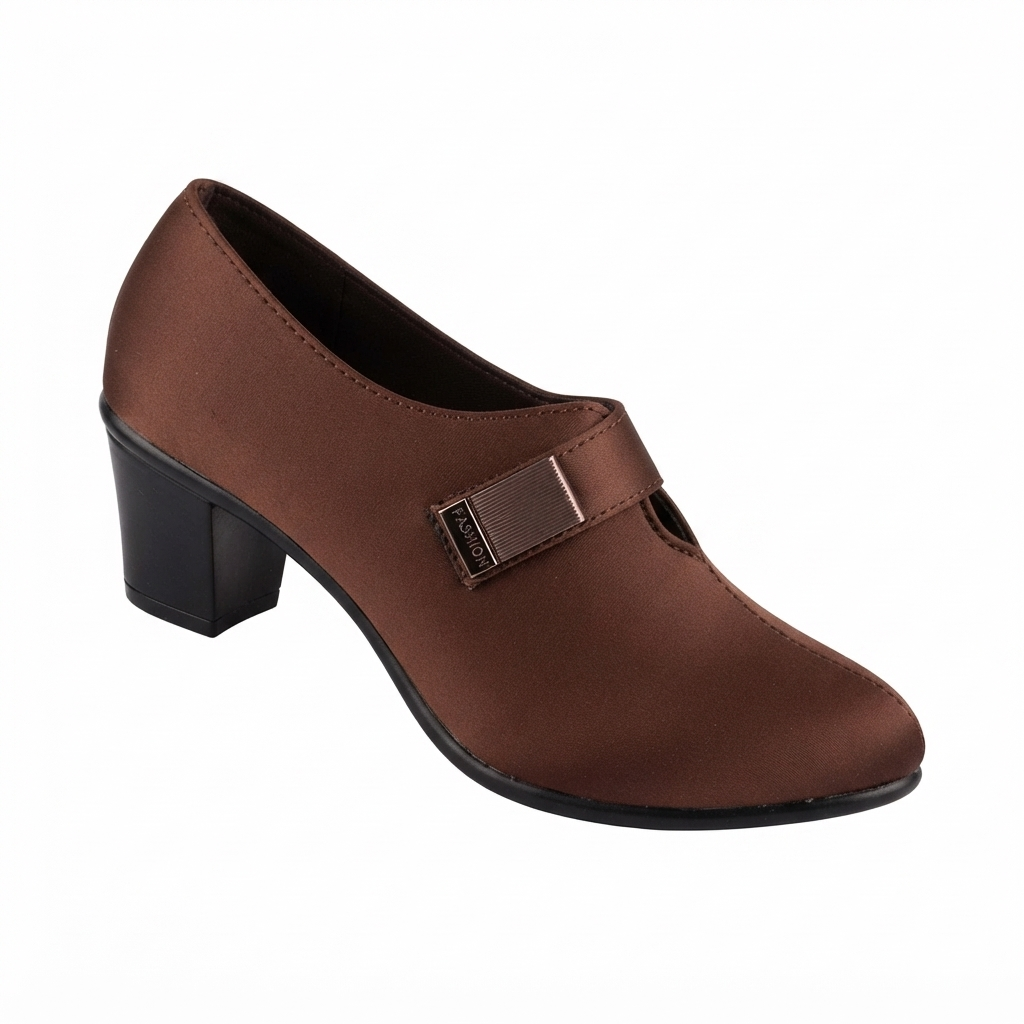 Women’s Lycra Heeled Pumps with PU Sole, Cushion Padding & Stylish Strap Detail