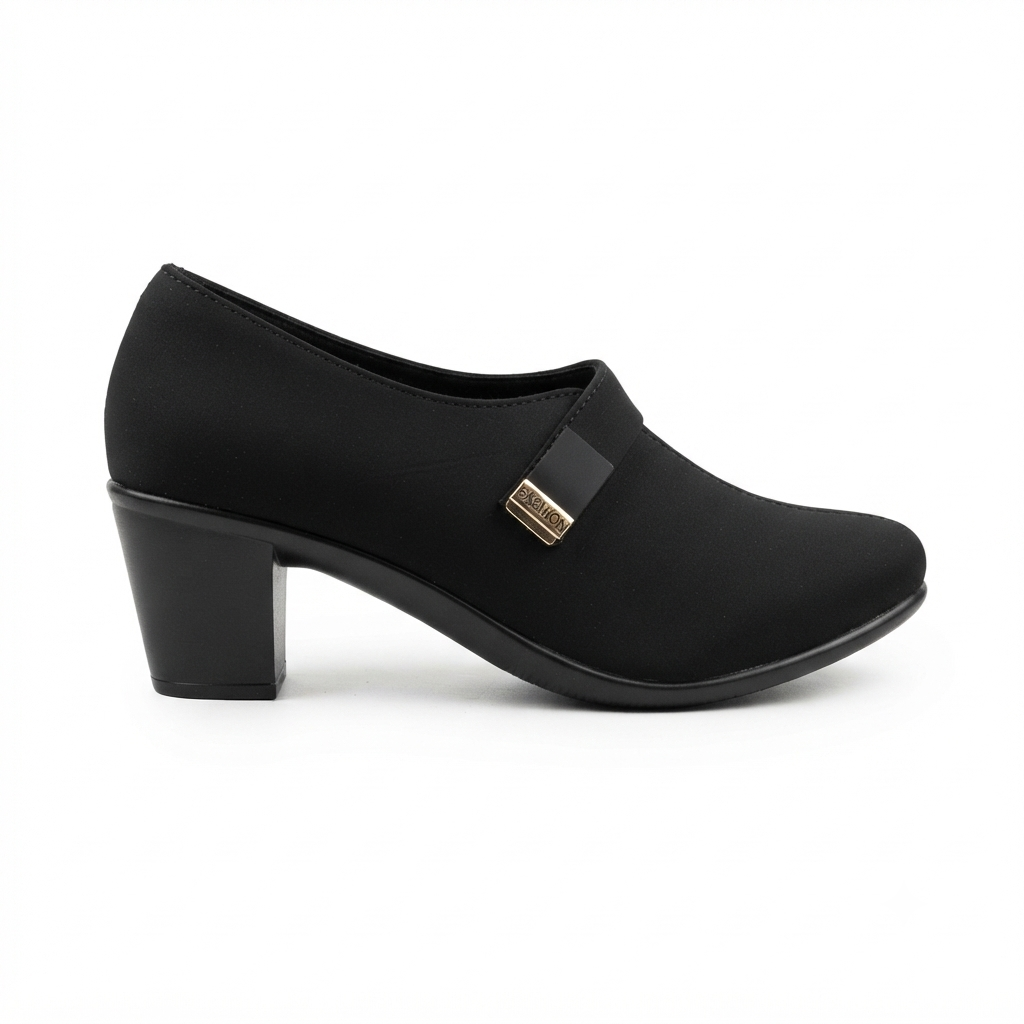 Women’s Lycra Heeled Pumps with PU Sole, Cushion Padding & Stylish Strap Detail