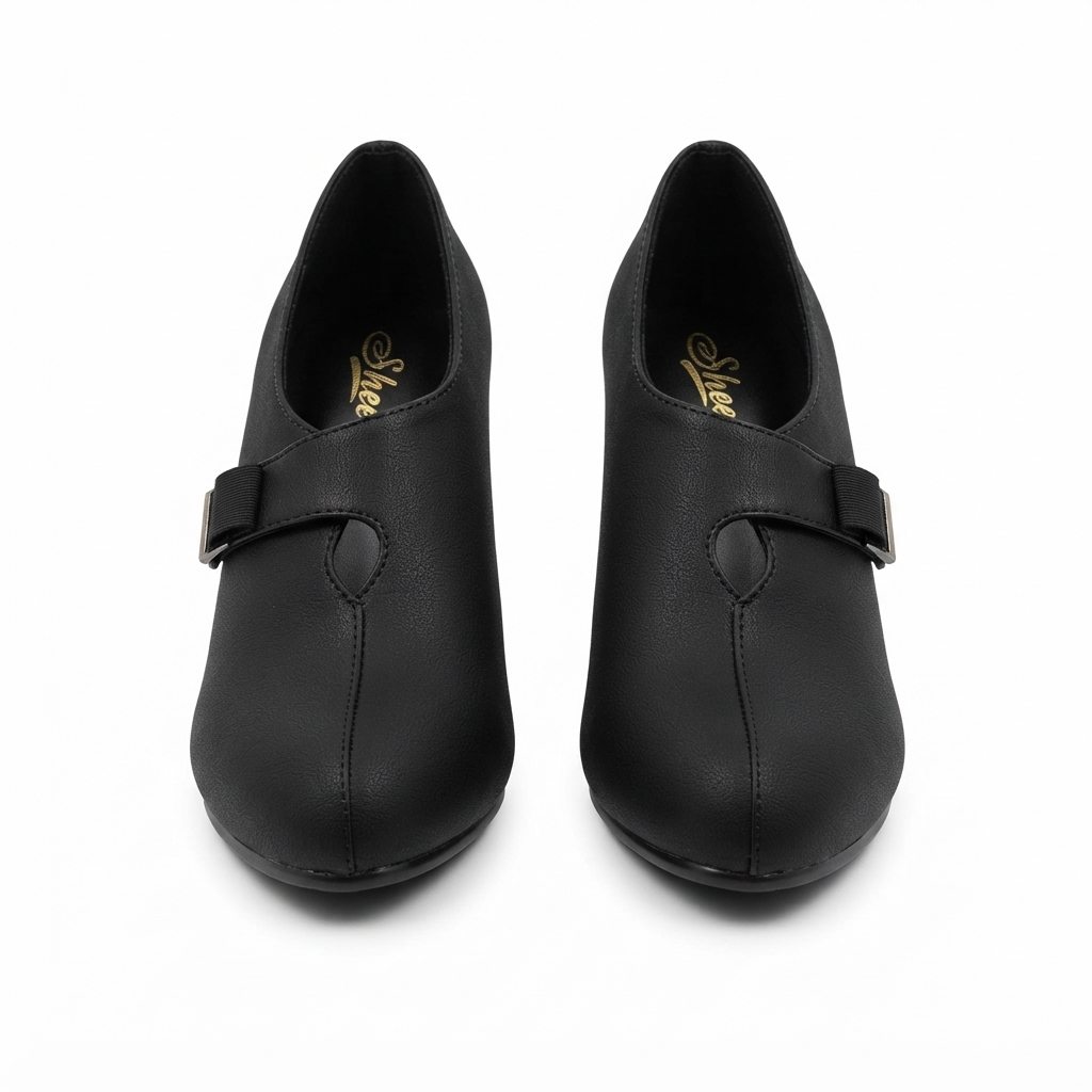 Women’s Lycra Heeled Pumps with PU Sole, Cushion Padding & Stylish Strap Detail