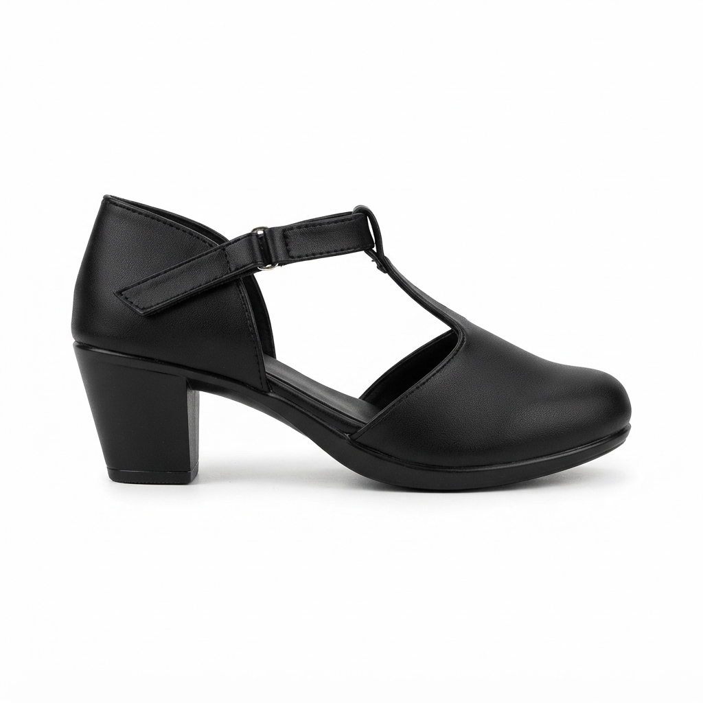 Women’s Synthetic High Heel Pumps with T-Strap Design, PU Sole & Cushion Padding