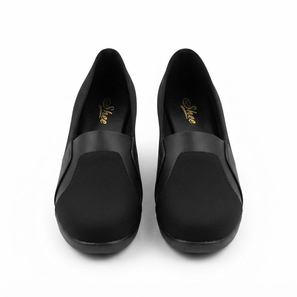 Women’s Fashion Synthetic Lycra Wedge Pumps with PU Sole & Cushion Padding