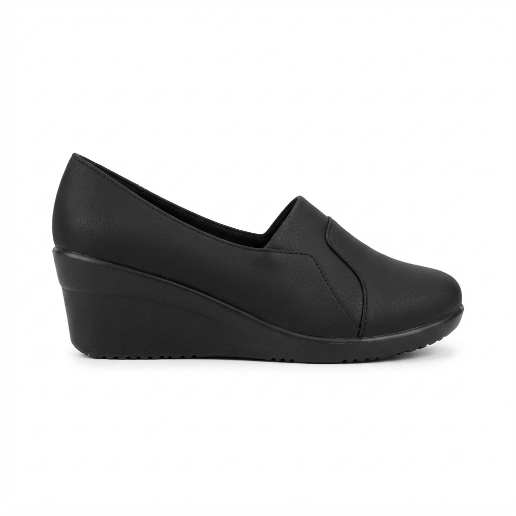 Women’s Fashion Synthetic Lycra Wedge Pumps with PU Sole & Cushion Padding