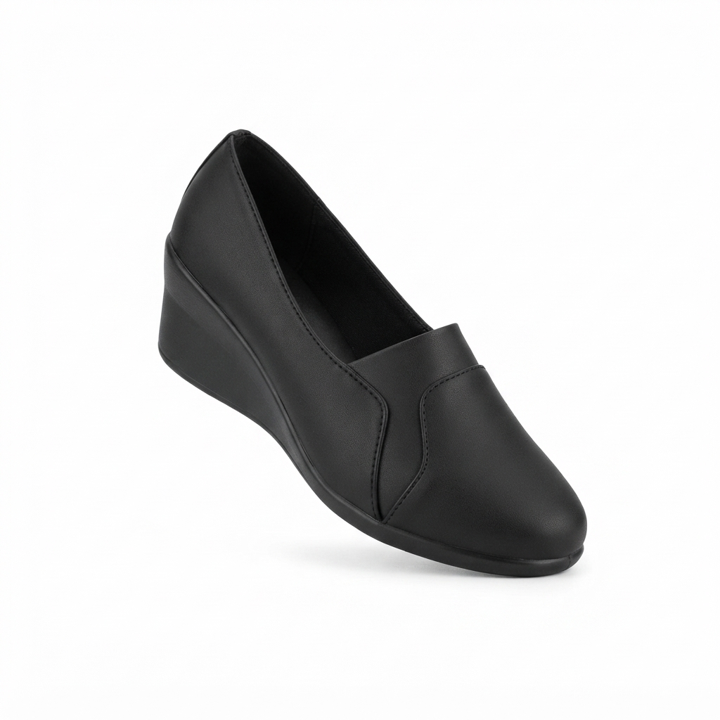 Women’s Fashion Synthetic Lycra Wedge Pumps with PU Sole & Cushion Padding