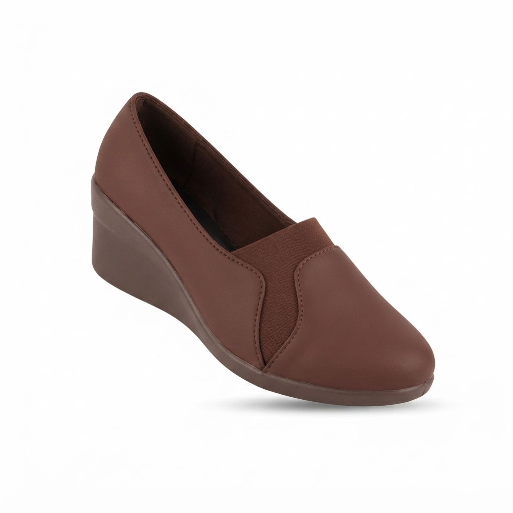 Women’s Fashion Synthetic Lycra Wedge Pumps with PU Sole & Cushion Padding